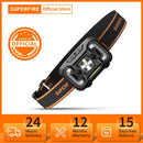 SUPERFIRE HL16 Motion Sensor Powerful Headlight Outdoor Sports Bicycle Lamp Fishing Waterproof USB Rechargeable LED Headlamp