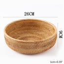 Hand-woven Rattan Wicker Basket Fruit Tea Snack Bread Basket Cosmetic Rectangular Storage Box Household Kitchen Supplies