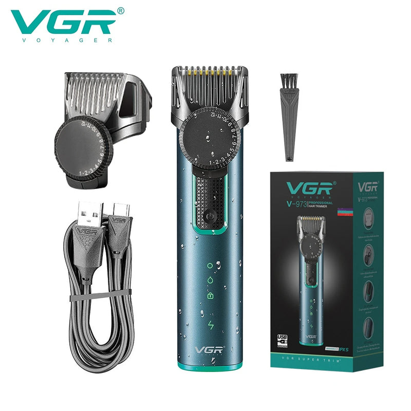 VGR Hair Trimmer Adjustable Hair Cutting Machine Waterproof Barber Hair Clipper Cordless Haircut Machine Trimmer for Men V-973