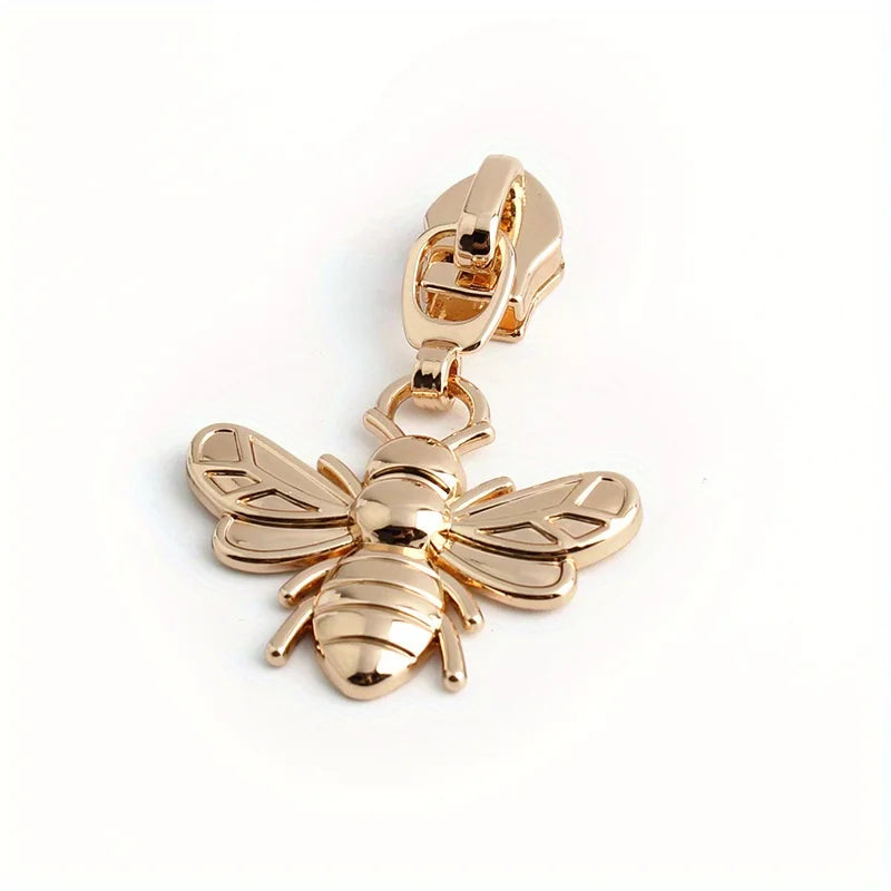 5PCS Dragonfly Bee Wallet Cosmetic Bag Pull Tab Slider Pencil Case Coat Messenger Bag Metal Insect Zipper Fashion Cute Pendant