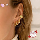 925 Sterling Silber Nadel Metall Runde Twist Creolen für Frauen Europa und Amerika Persönlichkeit Punk Rock Ohrringe Schmuck