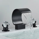 Basin Faucet Gold Deck Mounted Crystal Handle Waterfall 3PCS Bathroom Sink Faucet Double Handles Mixer Tap Basin Tap Torneira
