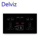 Delviz Wandsteckdose Universal 5-Loch, 2.1A Dual-USB-Ladeanschluss, 146mm*86mm, LED-Anzeige, UK Standard USB-Steckdose mit Schalter