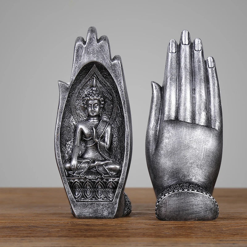 2Pcs Buddha Statue Hands Sculptures Monk Figurine Tathagata India Yoga Fengshui Home Decoration Ornament Accessories