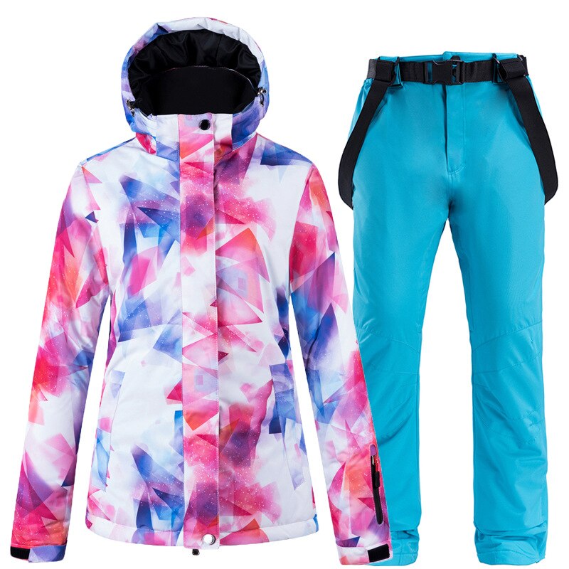 New Warm Colorful Ski Suit Women Waterproof Windproof Skiing and Snowboarding Jacket Pants Set Female Outdoor Snow Costumes