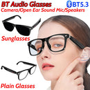 BT Audio Glasses Remote Shooting Outdoor Sport Glasses with Camera Open Ear Sound Mic Speakers Wearable Eyeglass for Women Men