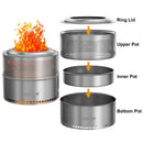 UNHO 19 Inch Smokeless Fire Pit for Outdoor Wood Burning,  Portable 304 Stainless Steel Camping Stove , Perforated  Fireplace