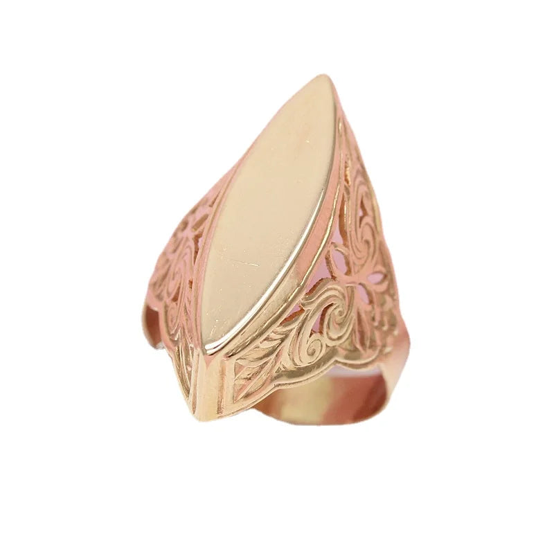 585 purple gold plated 14K rose gold exaggerated Court style glossy rings for women unique butterfly design wedding jewelry