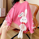 Star Clothes Kawaii Cute Sweatshirt Streetwear Anime Women Pulovers Bunny Women's Long Sleeve Top Designer Crewneck Graphic Pink