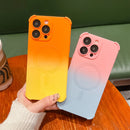 Air-cushion Case for iPhone 15 14 13 12 Pro Max Plus Cover Gradual Liquid Silicon Magnetic Magsafe Charge Full Camera Film Shell