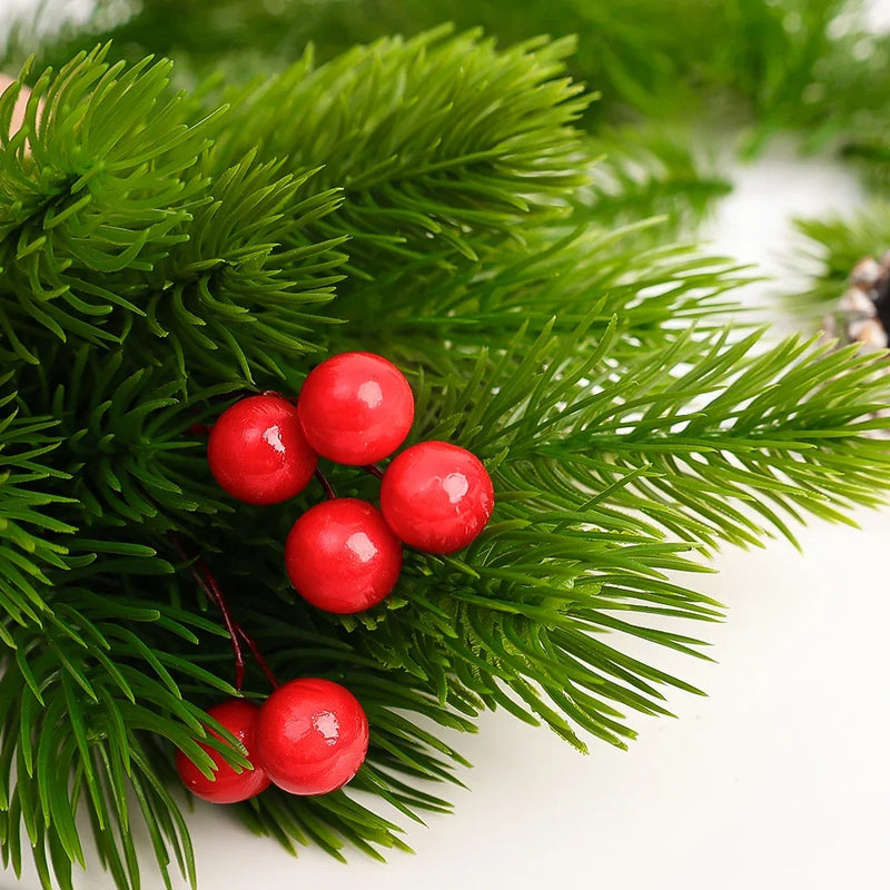 30/10Pcs Artificial Pine Needles Christmas Green Plant Pine Branch Fake Plants DIY Xmas Tree Garland Ornaments Home Decorations