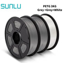SUNLU PETG 3D Filament 1KG 3 Rolls 1.75mm +/-0.02MM 3D Printing Filament Neatly Wound Filament Vacuum Packing Fast Shipping