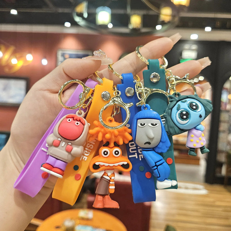 New Inside Out 2 Keychain Figure Toy Joy Sadness Anger Disgust Fear Doll Anime Bag Keyring Toy Christmas Gifts