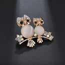 trsince Fashion Delicate Crystal Enamel Owl Brooches Trendy Vintage Brooch Badge Pin for Women Men Coat Badges Brooch Pin Gifts