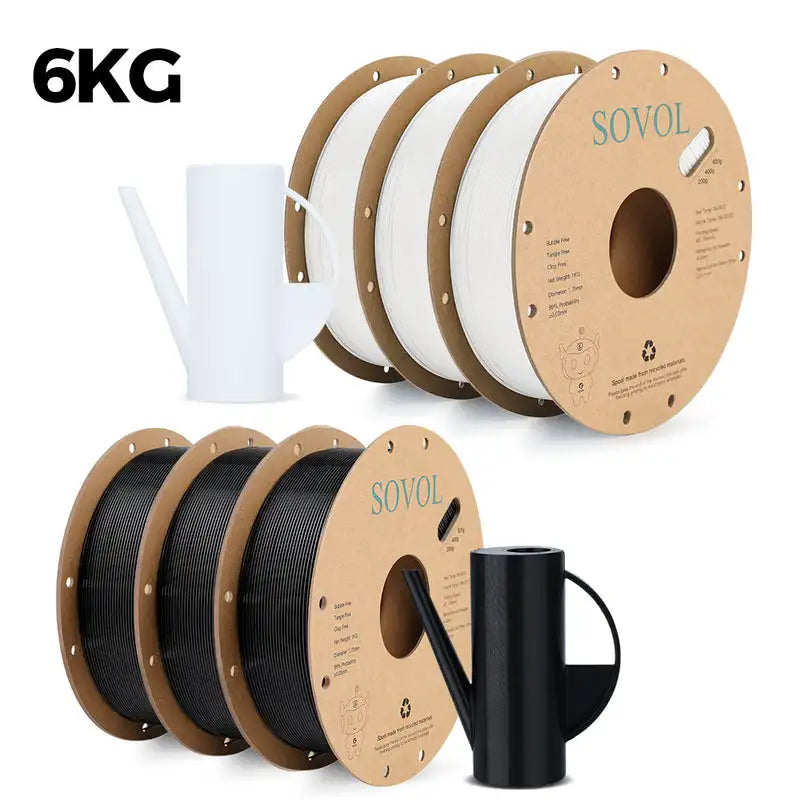 Sovol 2/6/10KG PETG Filament 1.75mm Black White , Wholesale 2/6/10 Rolls PLA ABS PETG Plastic For 3D Printer