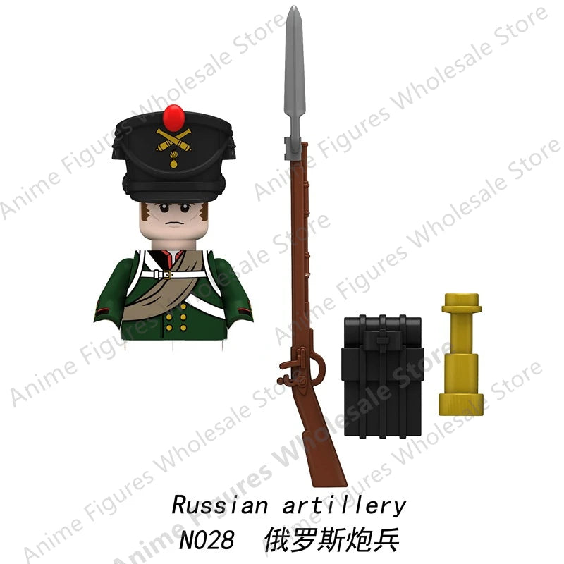 Medieval Napoleonic War French Dragoon British Soldiers Pirates Figures Army Scottish Fuisiler Building Blocks Weapons Brick Toy