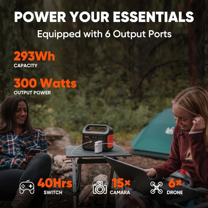 Jackery Portable Power Station Explorer 300, 293Wh Backup Lithium Battery, 110V/300W Pure Sine Wave AC Outlet, Solar Generator