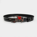 Unisex Jeans Belt Gothic Punk Y2k Designer Belts For Women Plus Size Skull Hand Heart Rivet Black Men's Belt Male Dark series