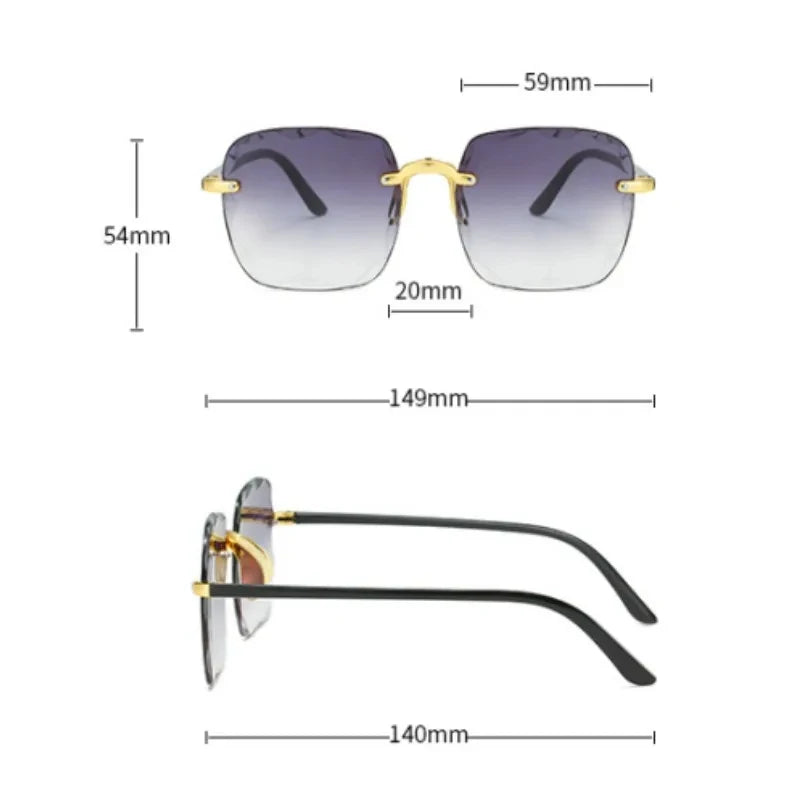 2023 New Rimless Women's Sunglasses Fashion Gradient Lenses Sun glasses Lady Vintage Alloy Legs Classic Designer Shades UV400