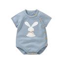 Aqua Blue Short Sleeve Baby Girls Rabbit Print Rompers Sweet Newborn Jumpsuit Soft Infant Bodysuit Sleepsuit One-piece Outfit