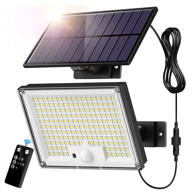 348LED Outdoor Solar Light with Motion Sensor Remote Control IP65 Waterproof for Patio Garage Security Wall Light