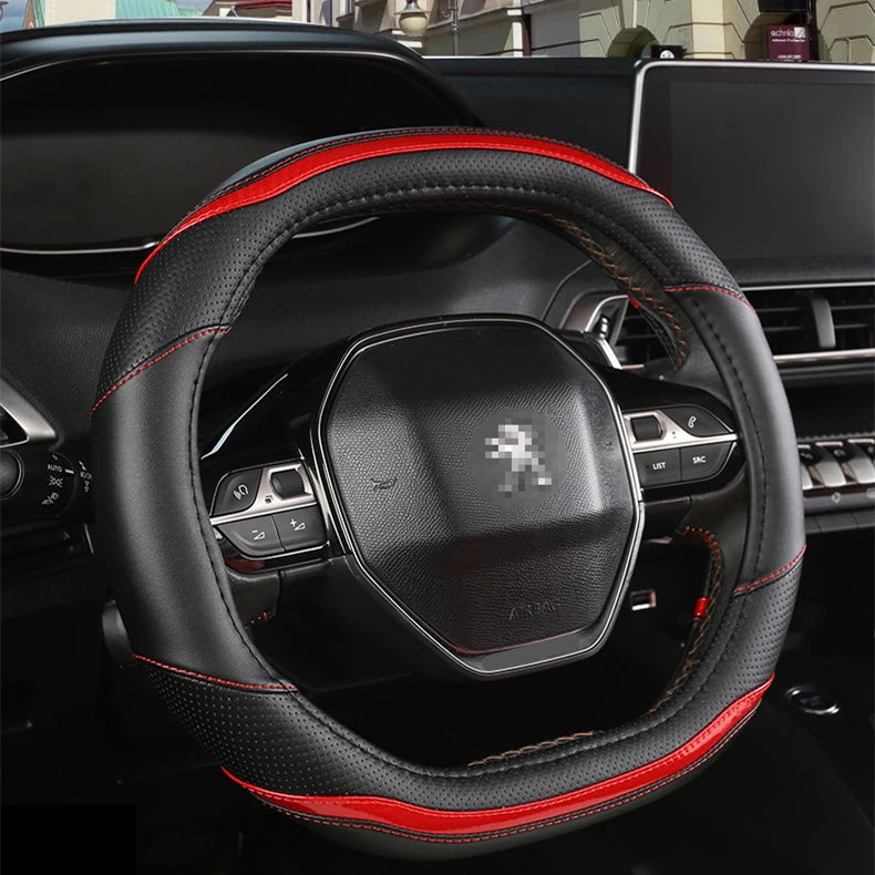 For Peugeot 3008 4008 5008 Car Steering Wheel Cover Carbon Fibre + PU Leather Auto Accessories interior Coche