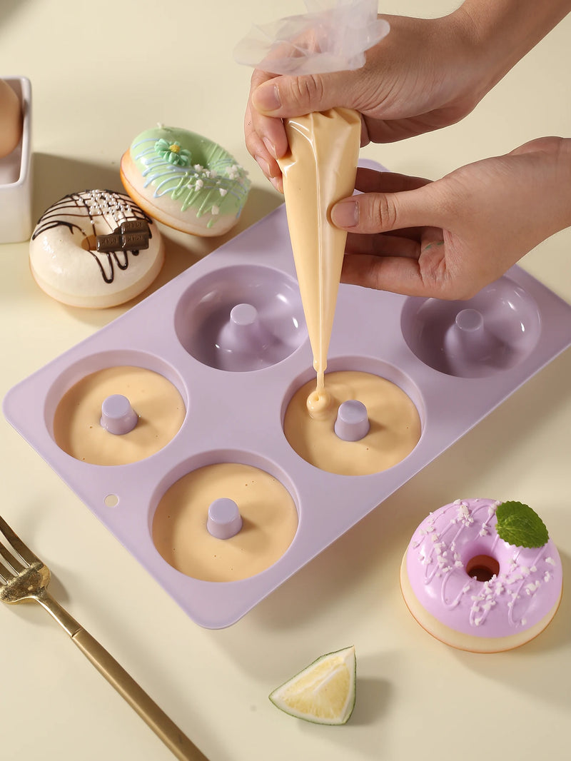 1pc Durable Silicone Donut Pan - Non-Stick, Easy Clean, BPA Free, Perfect for Cake, Biscuit, Bagels, Muffins, and More!