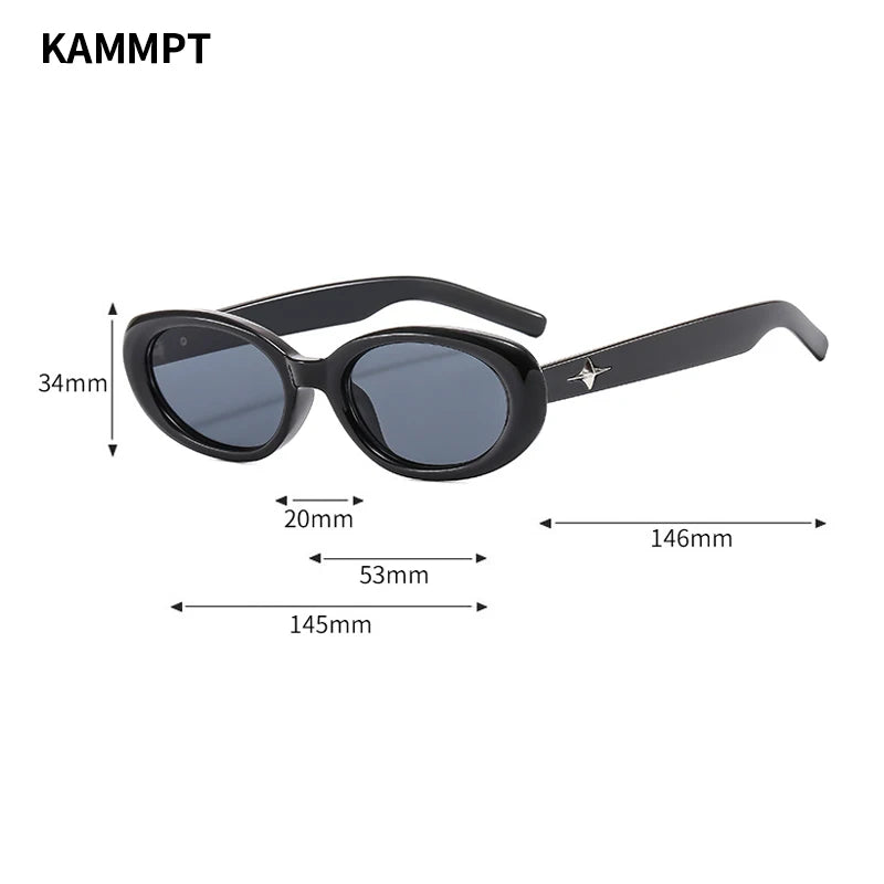 KAMMPT Vintage Oval Sunglasses Women New Trendy Candy Color Frame Shades Fashion Luxury Brand Designer UV400 Protection Eyewear
