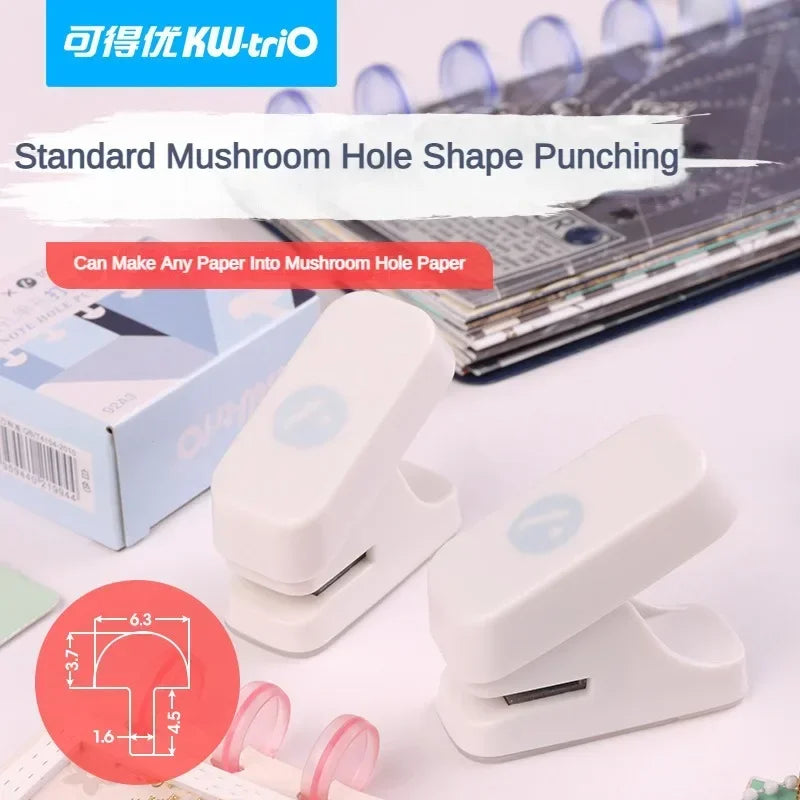 KW-TRIO Hole Puncher Single Mushroom Hole Punch For Handicrafts Card Craft Loose-leaf Paper Creative Stationery Office Gadgets