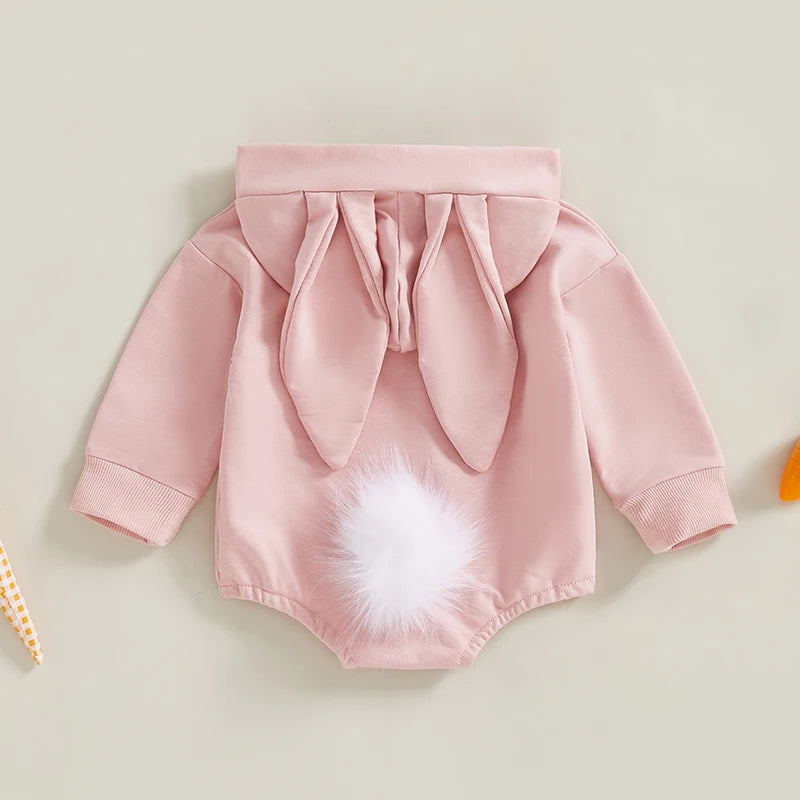 Infant Toddler Unisex s Sweaters Spring Outfits Easter Bunny Rabbit Printed Long Sleeve Rompers Hooded Jumpsuits