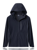Men Summer Jacket UPF50+ UV Blocking Skin Coats Nylon/Spandex Breathable Quick Dry Light&Thin Sun Protection Hooded Windbreakers