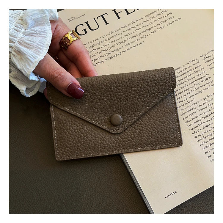 Custom Letters Soft Leather High-end Ultra-thin INS Style Mini Envelope Card Holder Wallet Simple ID Wallet Coin Purse