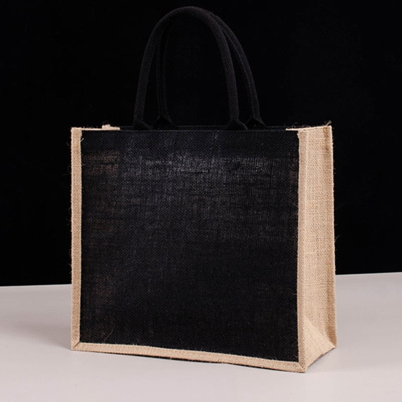 Reusable Jute Tote Bag Eco Friendly Burlap Grocery Bags for Shopping Beach