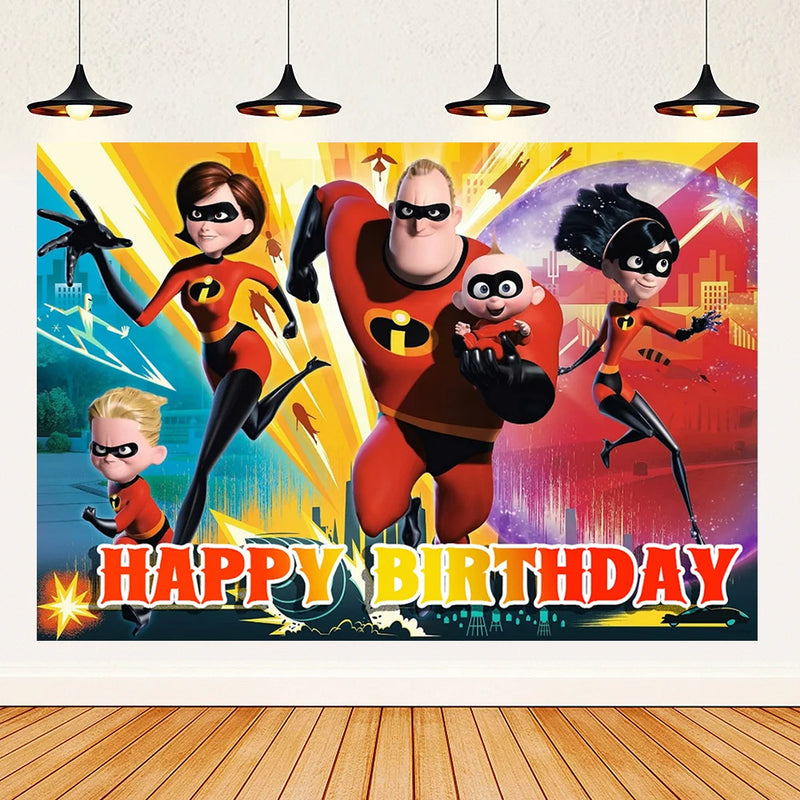 Cartoon The Incredibles Theme Boy Birthday Party Latex Balloons Cake Topper Banner Background Baby Shower Supplies For Kids Gift