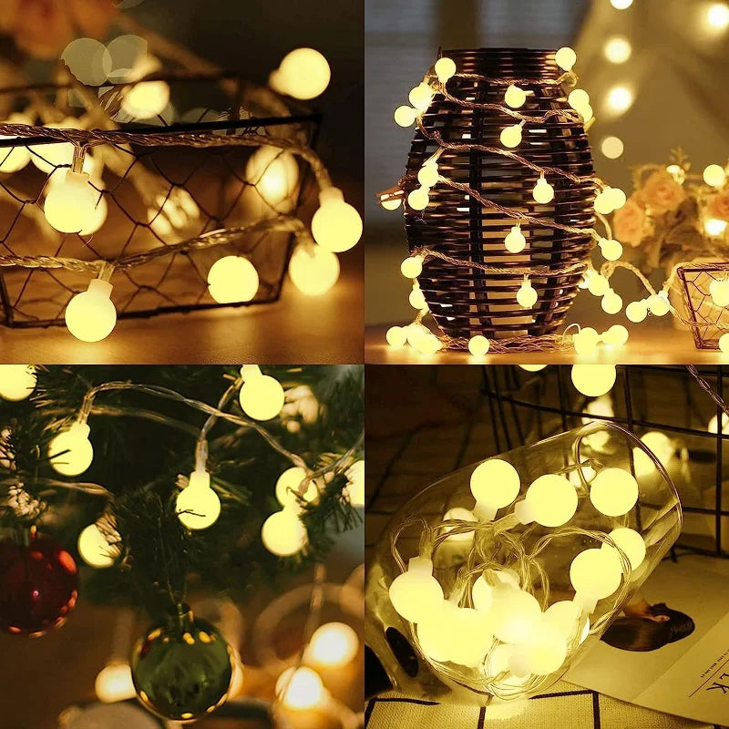 12M USB/Battery Power String Lights Globe String Lights Waterproof Outdoor Lamp Wedding Garden Ball Fairy Lights Christmas Decor