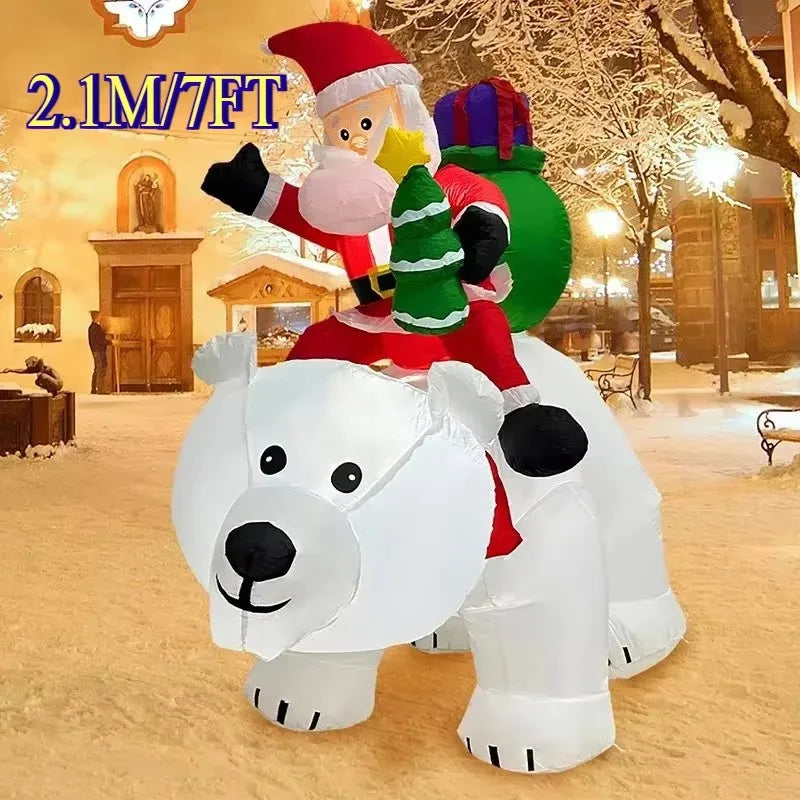 Santa Claus Waving Hand 1.8m Inflate Model Christmas Decoration Glowing Doll Cartoon Giant LED Lamp Party Gifts Outdoor Lawn