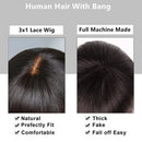 3x1 middle part lace human hair wig with bangs body wave human hair wigs Full Machine Made bob wig with bangs For Women Choice