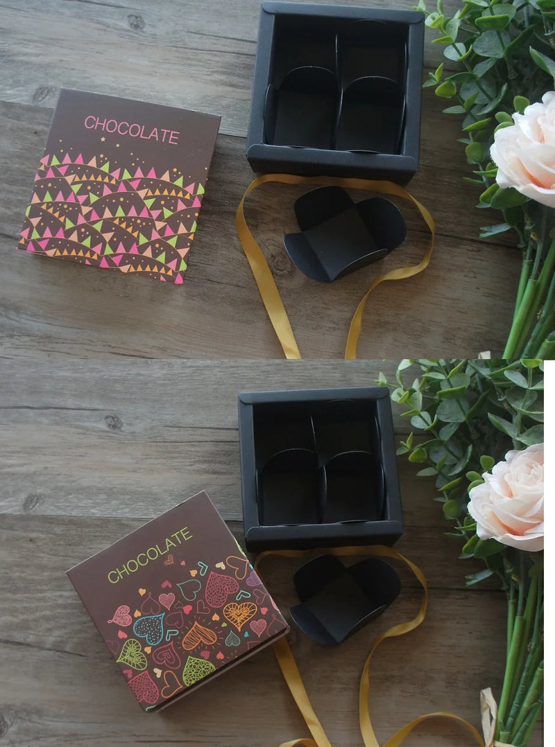 9*9*3.5CM Coloured Flags Heart 10 Set Chocolate Paper Box Valentine's Day Christmas Birthday Party Gifts Packing Boxes