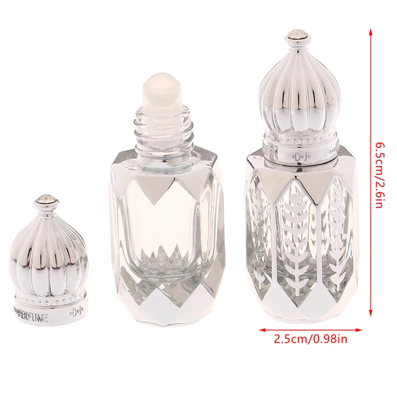 15ml Essential Oil Roller Bottle Electroplated Carve Glass Luxury Empty Bottle Crown Shape Perfume Bottling Portable Travel Use
