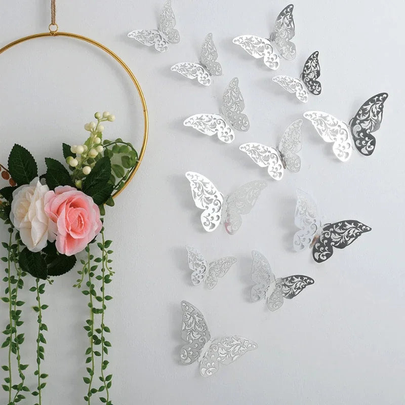 12pcs Suncatcher Sticker 3D Effect Crystal Butterflies Wall Sticker Beautiful Butterfly for Kids Room Wall Decal Home Decoration