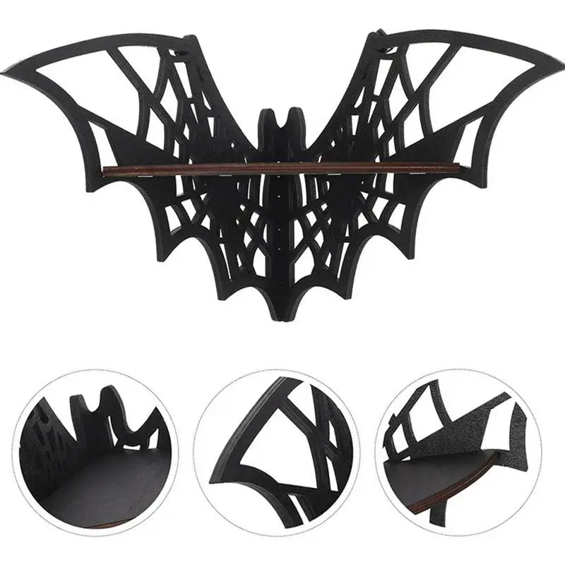 Bat Corner Shelves Wooden Floating Bat Wall Corner Shelves Gothic jewelry Display Shelf Halloween Home Decoration accessories