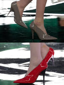 2025 Women's Summer New High Heel Sandals, Pointed Sexy Party Banquet, European and American Large Hollow Sandals
