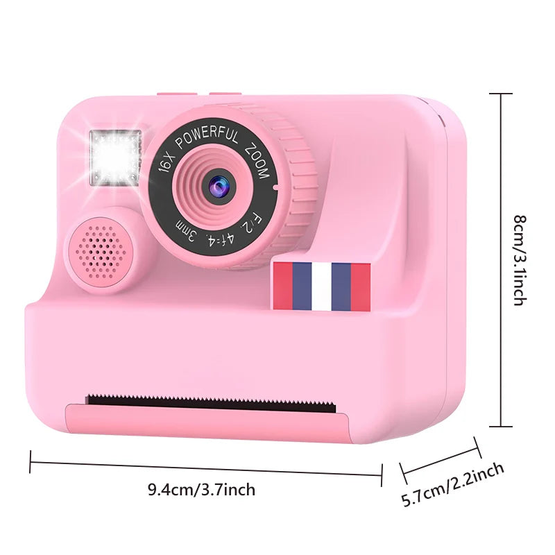 Instant printing with children's cameras, Christmas birthday gifts for boys and girls aged 3-12, FHD selfie children's digital c