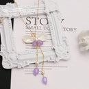 GLSEEVO Natural Pearls Butterfly Pendant Amethyst Long Chains Women's Necklace Elegant Charm Vintage Jewelry For Girls