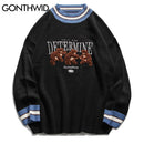 GONTHWID Bear Patchwork Striped Knitted Jumpers Sweaters Streetwear Hip Hop Harajuku Casual Pullover knitwear Mens Fashion Tops