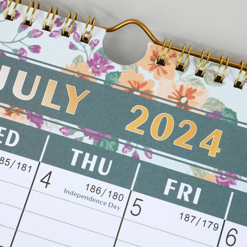 January 2024- June 2025 English Wall Calendar 18 Months Hanging Calendar For Home Office Schedule Paper Year Planning Note