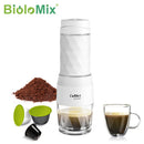 BioloMix Tragbare Kaffeemaschine Espressomaschine Handpresse Kapsel gemahlener Kaffeebrüher Tragbar für Reisen und Picknicks