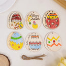 6/12Pcs Easter Egg Wooden Slice Kids DIY Painting Gift Hanging Pendant Unfinished Wood Crafts Happy Easter Party Home Decoration
