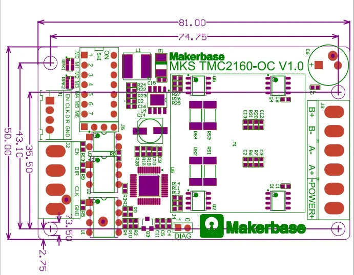 MKS TMC2160-OC stepper motor driver 3D printer breakout drive parts TMC2160 stepping engine two phase hybrid controller