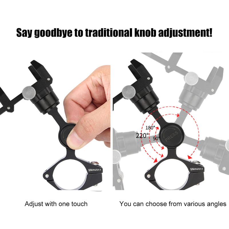 GUB PLUS 21 Motorcycle Bike Phone Holder Aluminum Alloy Clip Phone Stand Rotatable Adjustable Anti-slip for 22.2-32mm Handlebar